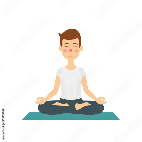 men doing meditation yoga pose vector