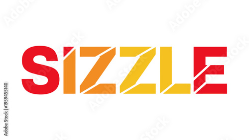Graphic word "SIZZLE" in a gradient color scheme, on white background