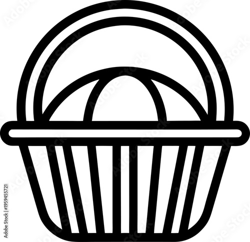 busket line art vector icon black and white, white background