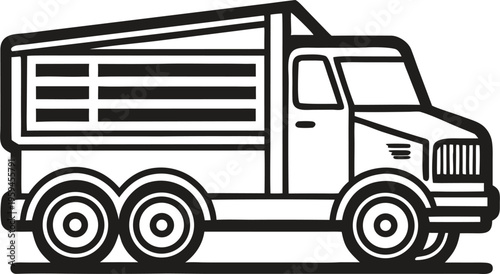truck line art vector icon black and white, white background