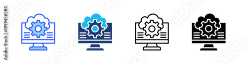 Cloud Computing Multi Style Icon Set Vector 