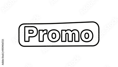 A black and white graphic reads "Promo" inside a rounded rectangle on a white background