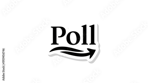 Black "Poll" text with an arrow symbol, on a white background with a gray shadow effect