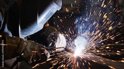 worker welding steel