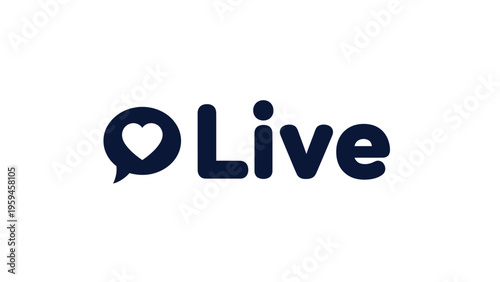 A "Live" logo on white background, a heart in a speech bubble and the text "Live