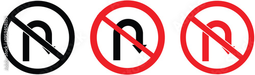 No U-Turn traffic sign illustration featuring a curved arrow crossed by a diagonal prohibition line inside a circular border.