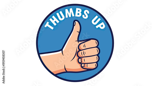 A graphic showing a hand with a thumbs up gesture inside a blue circular badge