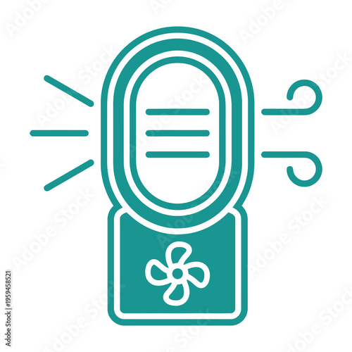 Air purifier icon with fresh air symbol and clean design elements on white background