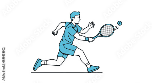 Active sportsman playing tennis hitting a ball with a racket during a match competition on a white background athletic pursuit