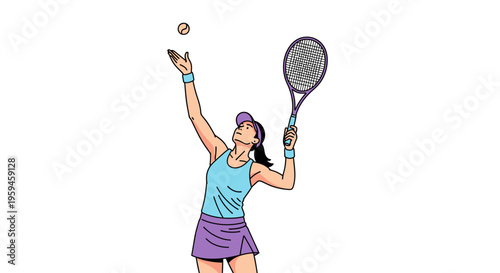 Woman athlete in sports attire preparing to serve during a competitive tennis match on a court demonstrating athletic focus and power