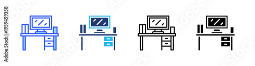 Computer Multi Style Icon Set Vector 
