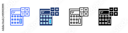 Calculator Multi Style Icon Set Vector 