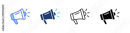 Megaphone Multi Style Icon Set Vector 