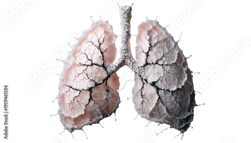 Lungs with cracked surface representing respiratory health issues