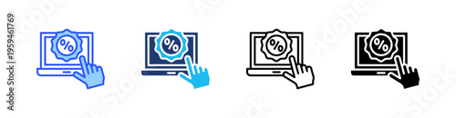 Click Through Rate Multi Style Icon Set Vector 