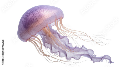 Obraz na plátne Graceful and vibrant purple jellyfish with delicate translucent bell and long fl