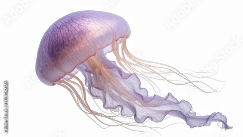 Fototapeta na wymiar Graceful and vibrant purple jellyfish with delicate translucent bell and long flowing tentacles