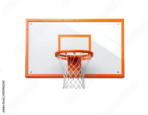 The basketball hoop is white and orange, a transparent background