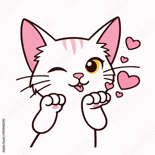 Blowing Kiss Pink Cat
