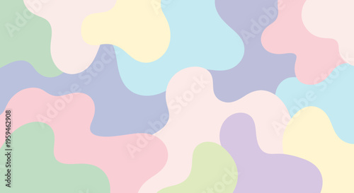 Colorful abstract shapes pastel hues.