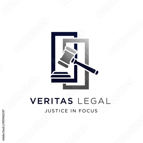 Gavel and scales of justice within a rectangular frame, focus on law and order on isolated white background.