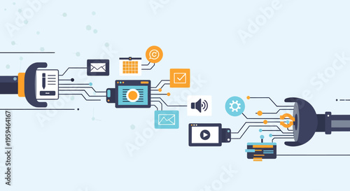 Technology and tools connected together.