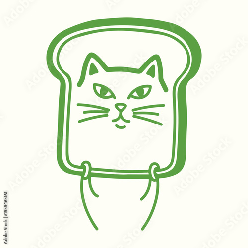 A playful illustration depicts a cat s face inside the outline of a slice of bread