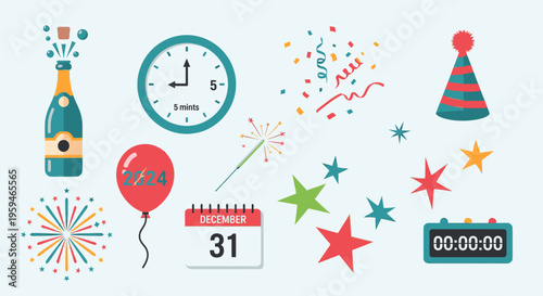 New Year Celebration Party Symbols.