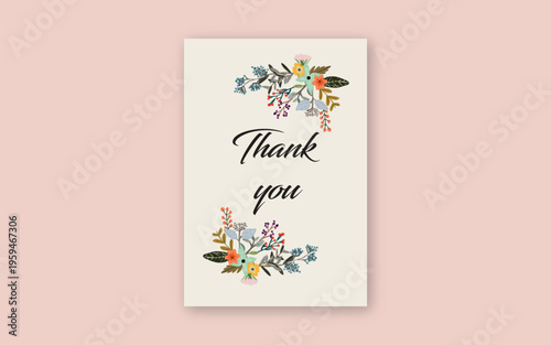 thank you card template, business card, aesthetic greeting card template.