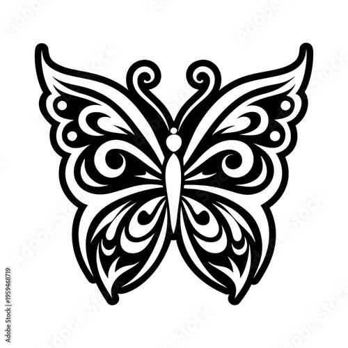 Solid style icon of butterfly tattoo