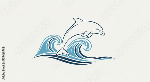 Dolphin jumping out of ocean wave in motion aquatic mammal in sea freedom and playfulness concept