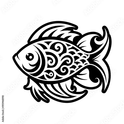 A solid style icon of fish tattoo
