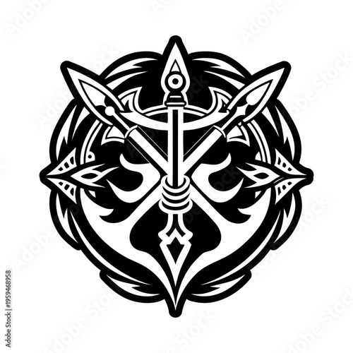 A filled style icon of harpoon tattoo