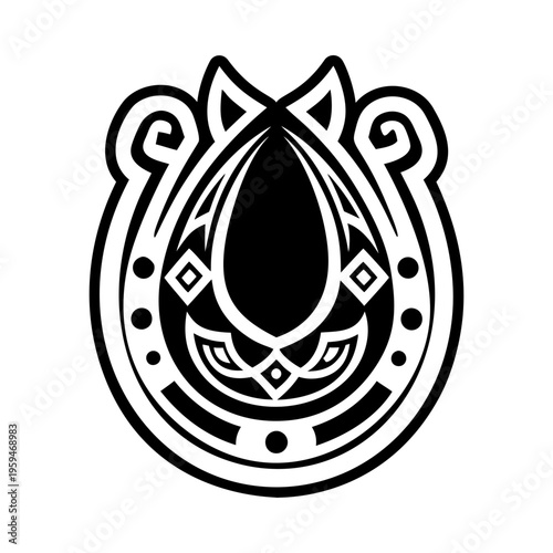 A glyph icon of horseshoe tattoo