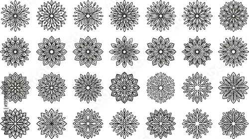 Snowflake Serenity: A delicate pattern of symmetrical, unique snowflakes, each a tiny masterpiece of nature's artistry. The image evokes the chill and beauty of winter. 