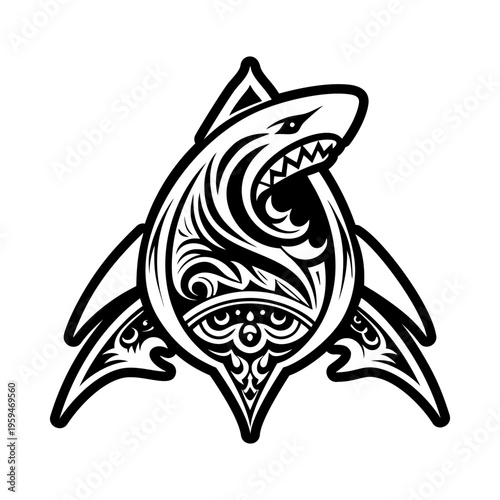 A solid style icon of shark tattoo symbol
