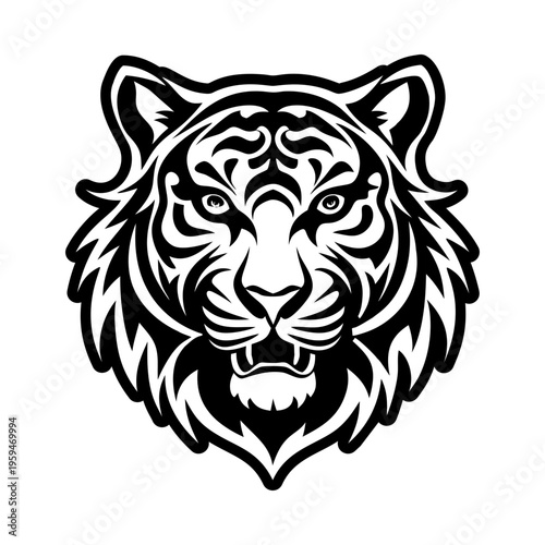 A filled style icon of tiger tattoo symbol