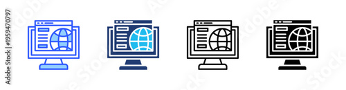 Browser Multi Style Icon Set Vector 
