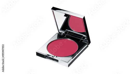 Φωτογραφία Pink blush makeup compact with mirror, open cosmetic product for beauty routine