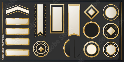 Elegant collection of gold frames ribbons and decorative elements