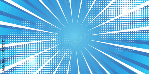 Blue Speed Lines Explosion Background with Dynamic Motion Burst Energy Effect Comic Style Vector