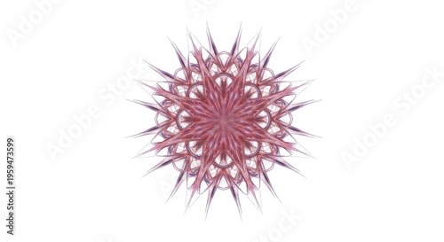 Abstract digital rendering of complex symmetrical patterns radiating from a central point on a pure white background, illustrating wave interaction, minimal, symmetry, space