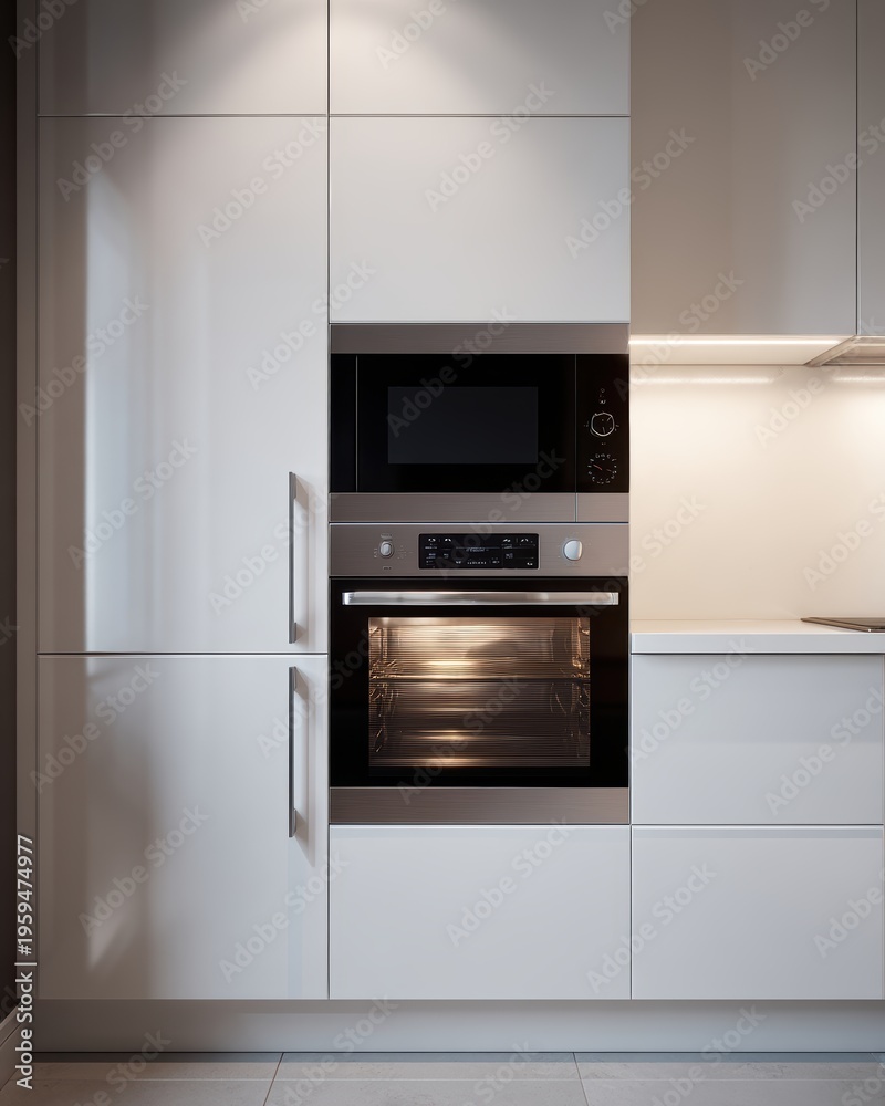Fototapeta premium Open built-in modern oven in stylish kitchen interior