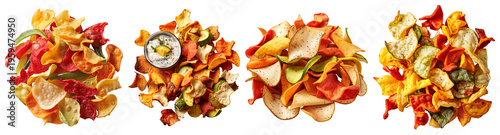 Colorful Pasta Clusters – Wavy Irregular Shapes in Red, Yellow, Green, and Orange for Food Packaging and Snack Marketing