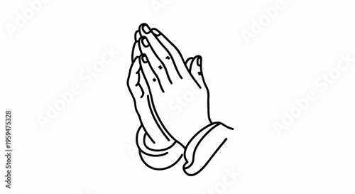 Praying hands in prayer gesture with clasped fingers and bent wrists symbolizing faith and spirituality