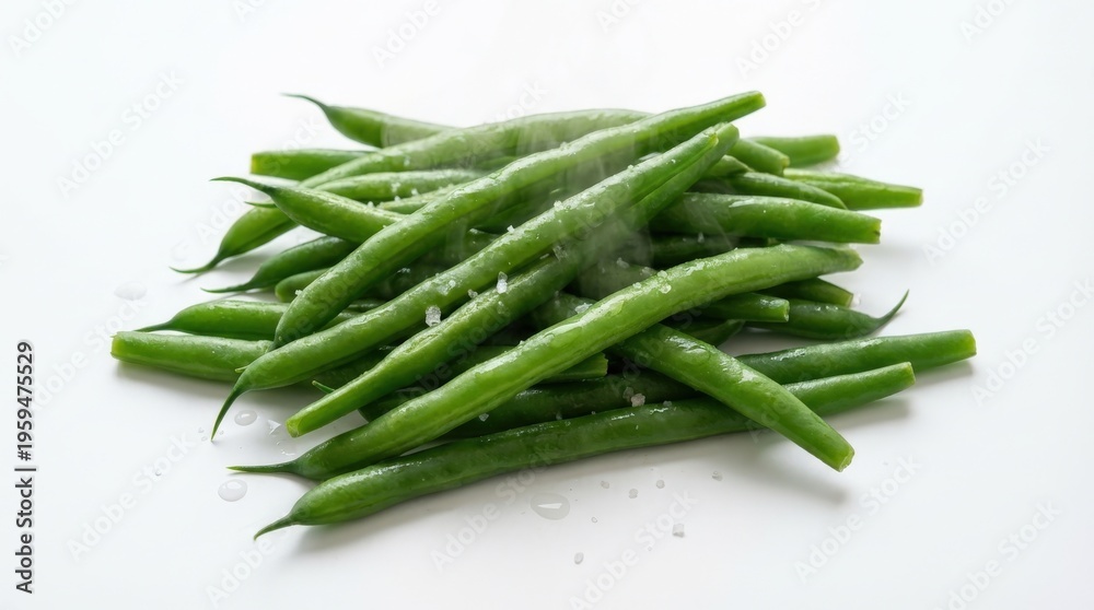 Fototapeta premium Fresh green beans on white.