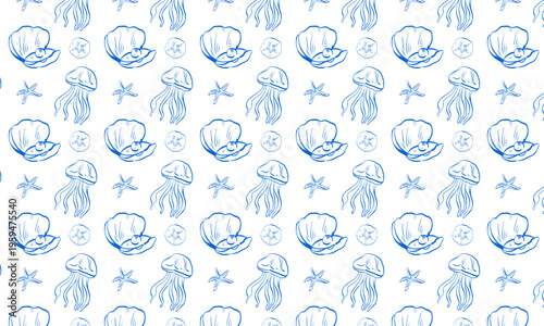 Whimsical Sea Animal Seamless Pattern