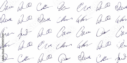 Collection of numerous handwritten signatures filling the entire frame
