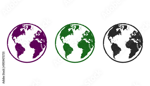 Globe earth planet stamp and stamping