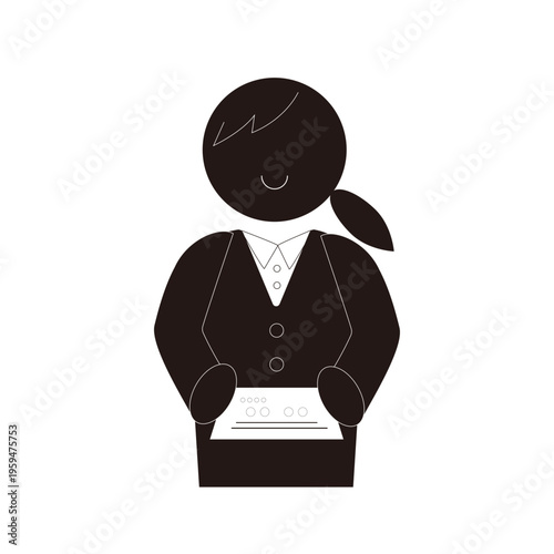 名刺を渡すビジネスウーマンのイラスト